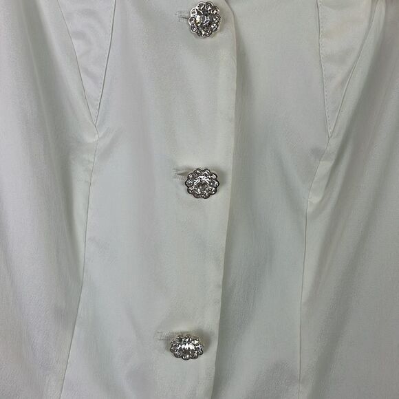 Samuel Dong Women’s Evening Jacket White Rhinestone Buttons Size Medium Classy - Picture 4 of 6